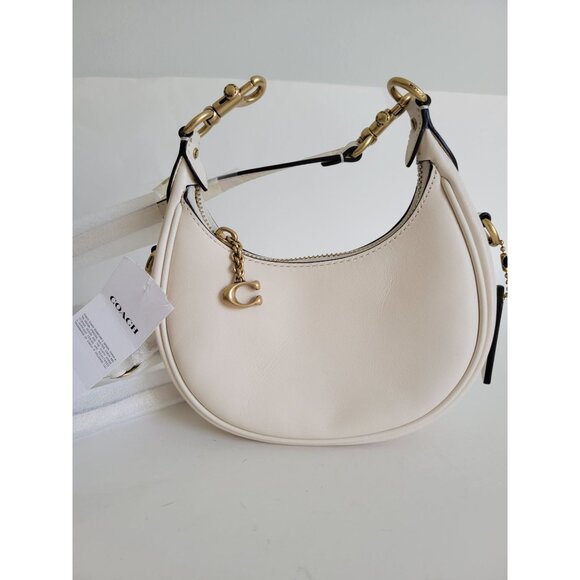 Coach Jonie Caulk White Mini Crescent Leather Shoulder bag half moon shape - Picture 3 of 10